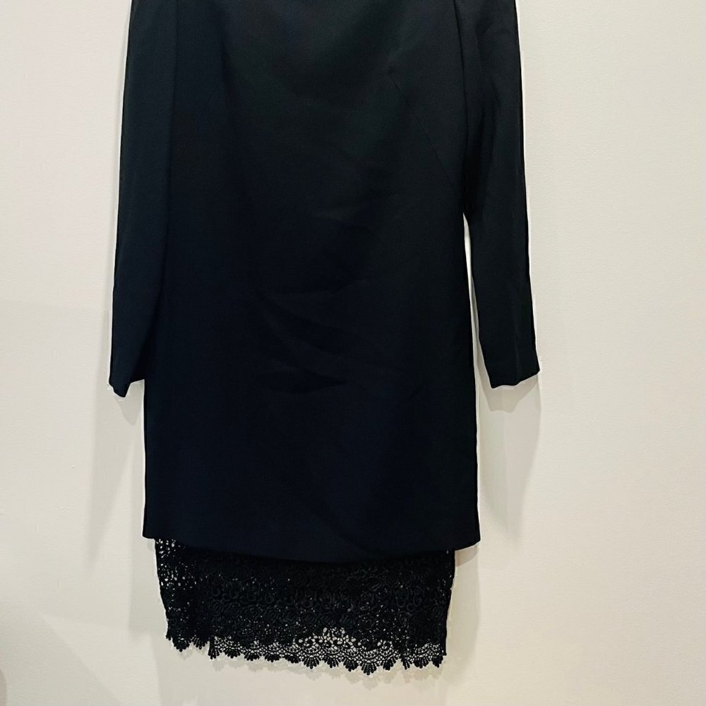 Vintage Rouie Black Lace Minimalist Modest Midi Sheath Dress Made in Canada sz M - Picture 5 of 8